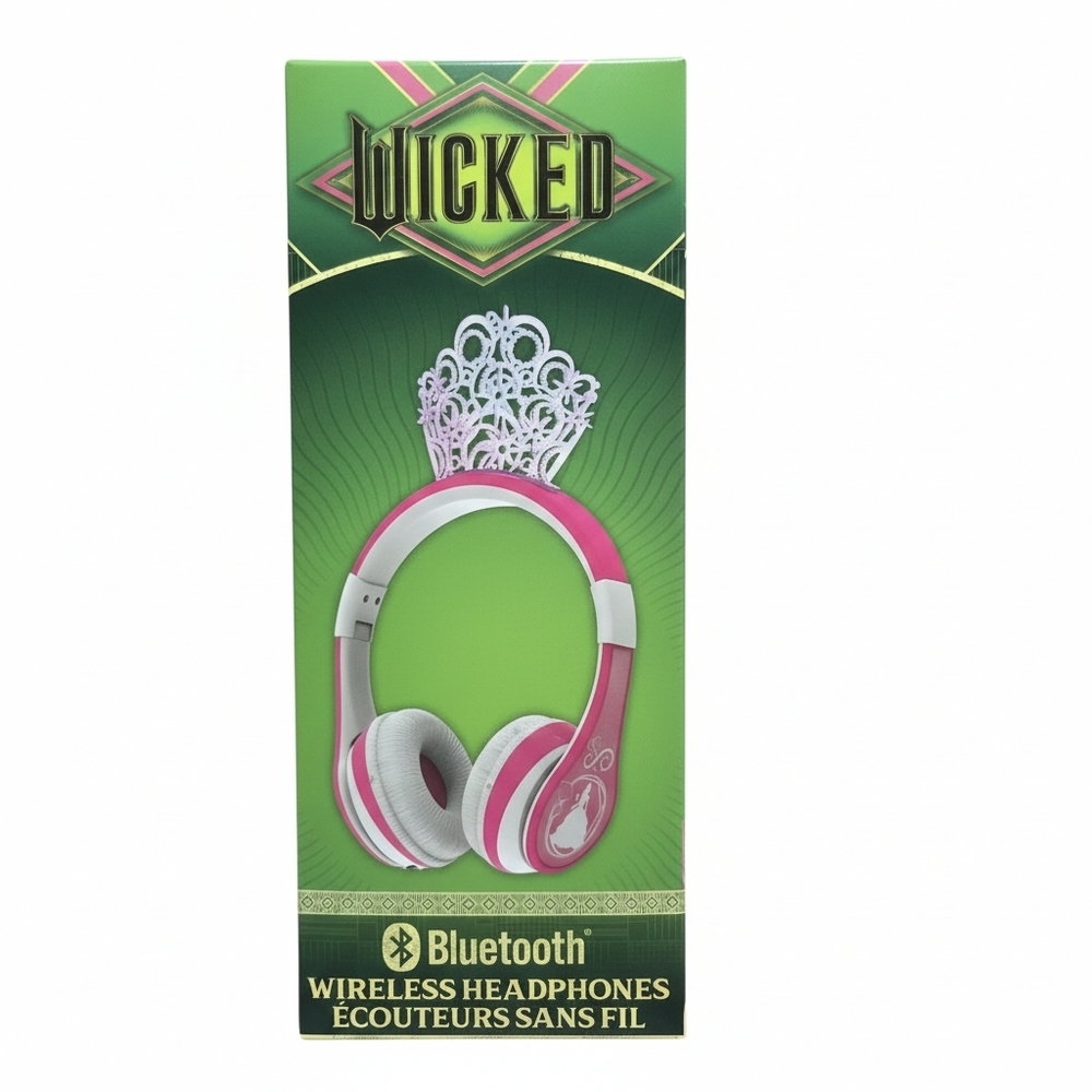 Wicked Glinda Pink and White Wireless Headphones Microphone Rechargable Kids New - Picture 4 of 9